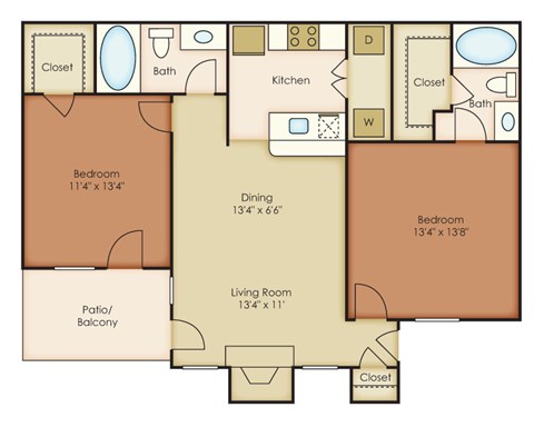 B2 Floor Plan at Villages of Briar Forest, Houston, 77077  